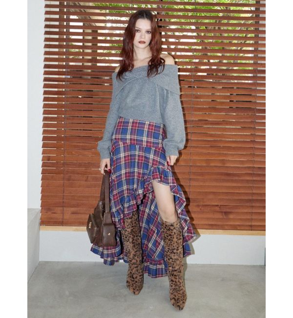 EVRIS「ツイストオフショルダーニットトップス」|ニット・セーター|