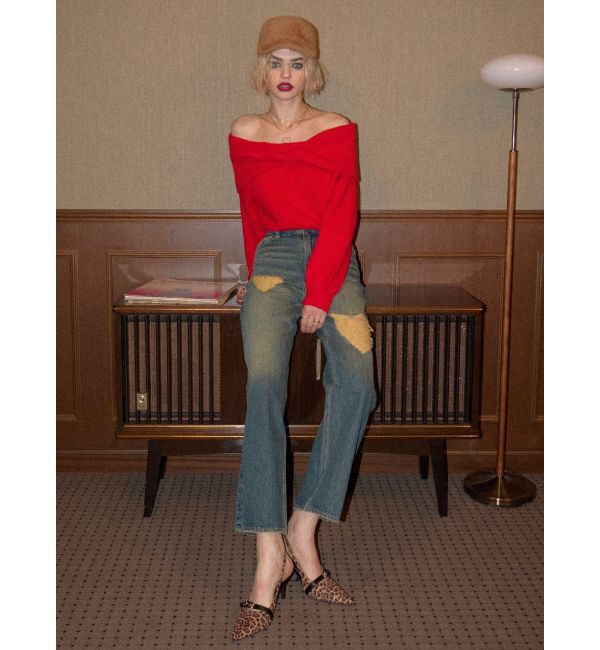 EVRIS「ツイストオフショルダーニットトップス」|ニット・セーター|