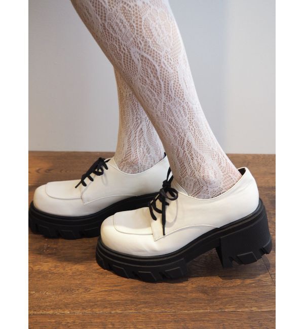EVRIS「レースアッププラットフォームシューズ」|ローファー|ホワイト