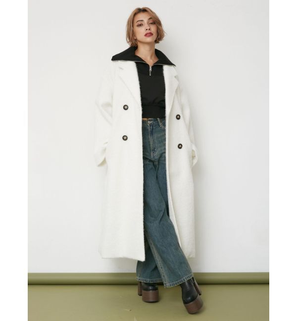 EVRIS「リボンスリーブハーフZIPショートスウェットトップス【セットアップ着用可能】」|スウェット・ジャージ|