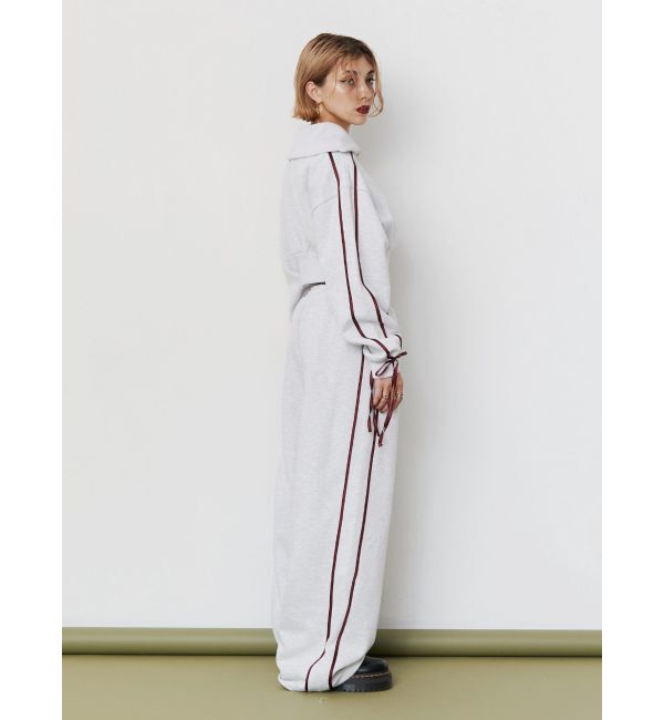 EVRIS「リボンスリーブハーフZIPショートスウェットトップス【セットアップ着用可能】」|スウェット・ジャージ|