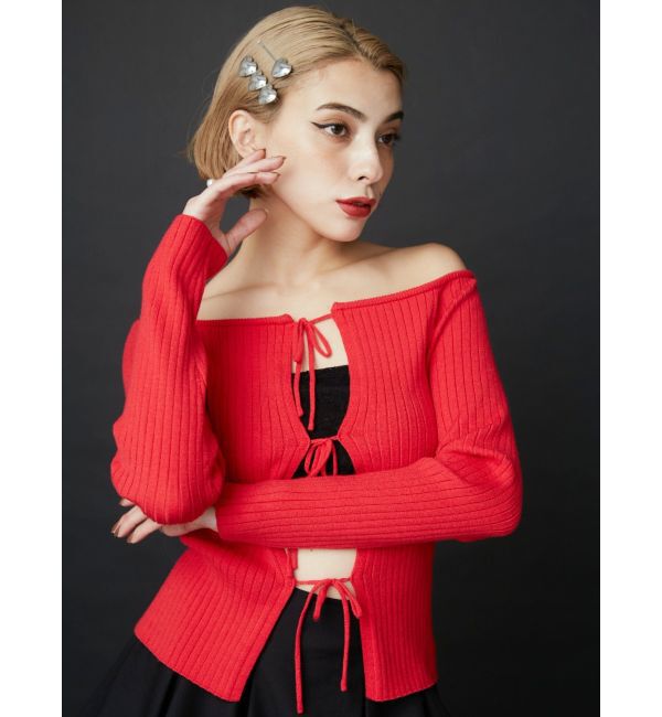 EVRIS「2WAYリボンデザインタイトニットトップス」|ニット・セーター|