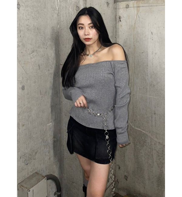 EVRIS「2WAYリボンデザインタイトニットトップス」|ニット・セーター|