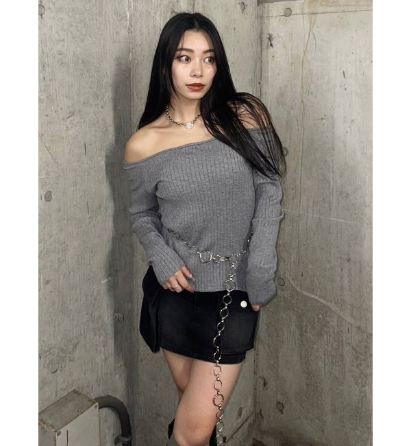 EVRIS「2WAYリボンデザインタイトニットトップス」|ニット・セーター|