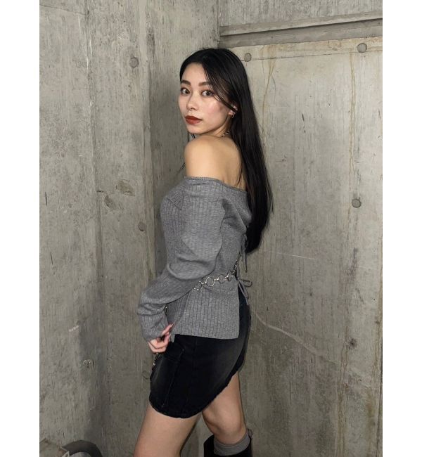 EVRIS「2WAYリボンデザインタイトニットトップス」|ニット・セーター|