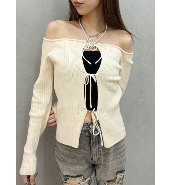 EVRIS「2WAYリボンデザインタイトニットトップス」|ニット・セーター|