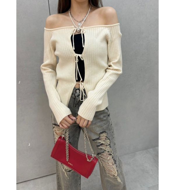 EVRIS「2WAYリボンデザインタイトニットトップス」|ニット・セーター|