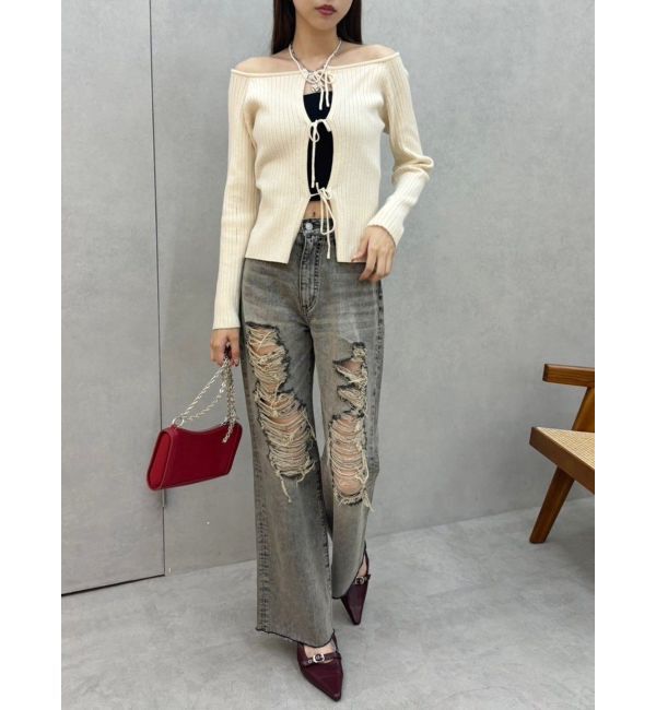 EVRIS「2WAYリボンデザインタイトニットトップス」|ニット・セーター|