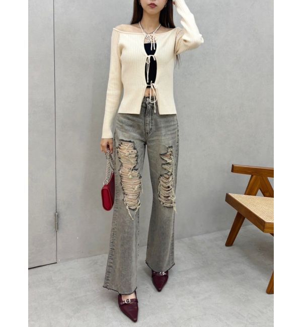 EVRIS「2WAYリボンデザインタイトニットトップス」|ニット・セーター|