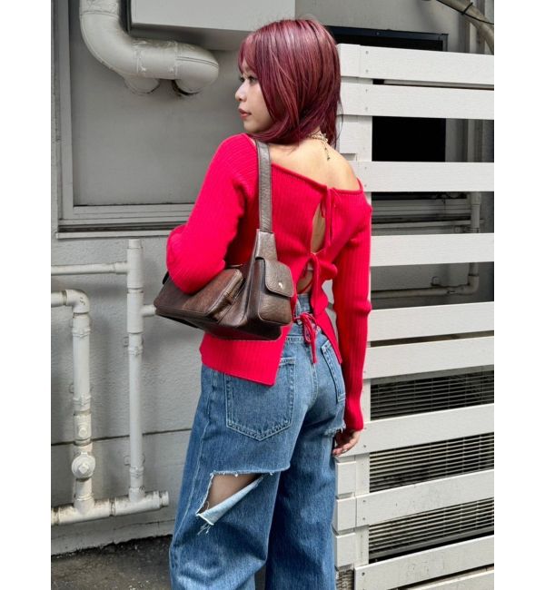 EVRIS「2WAYリボンデザインタイトニットトップス」|ニット・セーター|