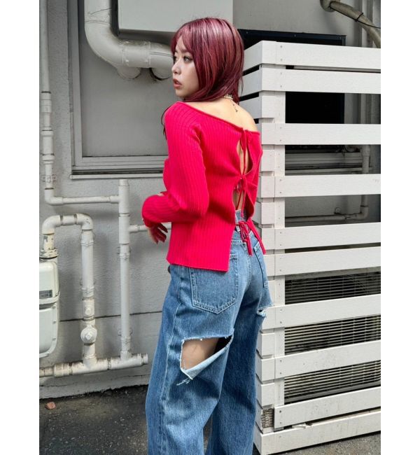 EVRIS「2WAYリボンデザインタイトニットトップス」|ニット・セーター|