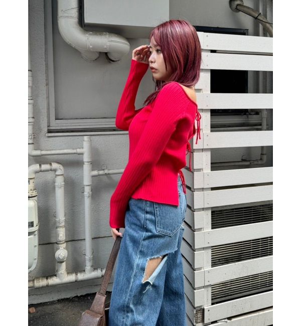 EVRIS「2WAYリボンデザインタイトニットトップス」|ニット・セーター|