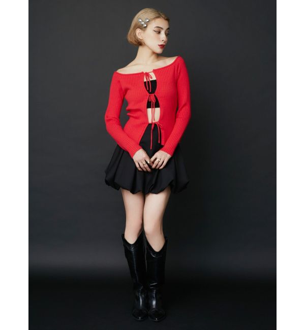 EVRIS「2WAYリボンデザインタイトニットトップス」|ニット・セーター|