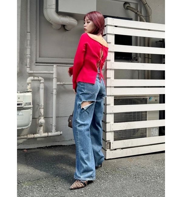 EVRIS「2WAYリボンデザインタイトニットトップス」|ニット・セーター|