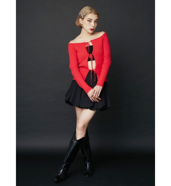 EVRIS「2WAYリボンデザインタイトニットトップス」|ニット・セーター|