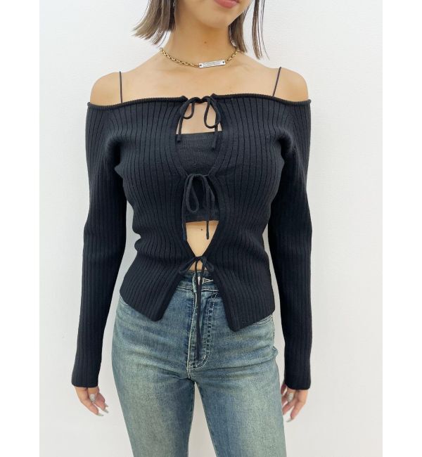 EVRIS「2WAYリボンデザインタイトニットトップス」|ニット・セーター|