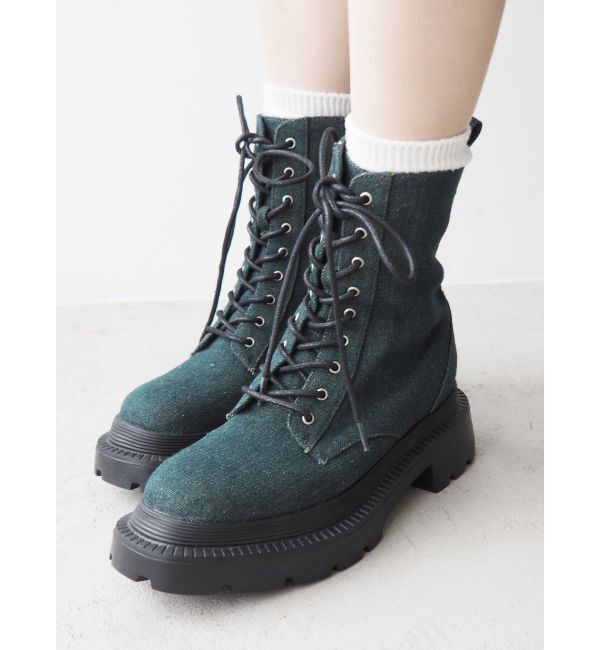 EVRIS「レースアップインソールワークブーツ」|ショートブーツ|グリーン