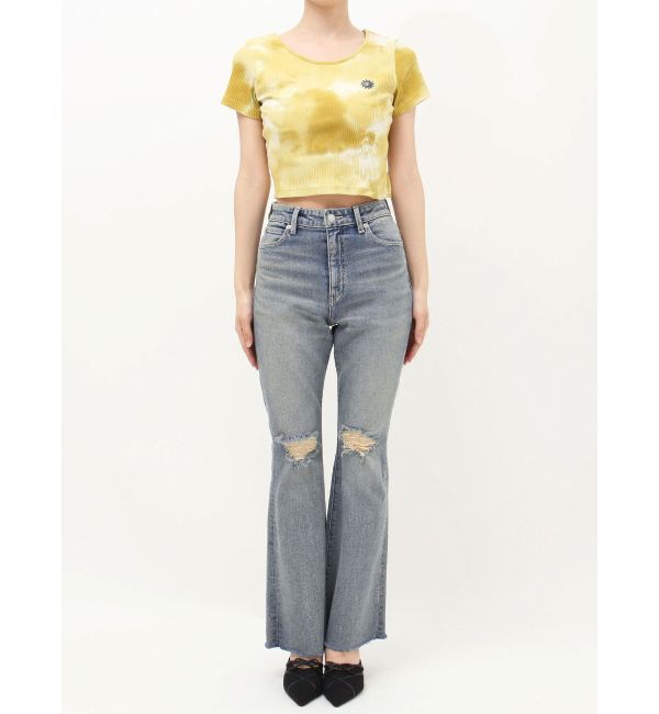 EVRIS「スリムフレアダメージデニムパンツ」|デニム|