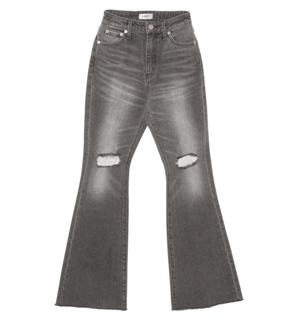 EVRIS「スリムフレアダメージデニムパンツ」|デニム|