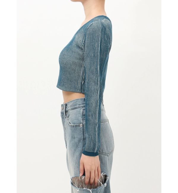 EVRIS「プレーティングリンガースクエアネックニットトップス」|ニット・セーター|