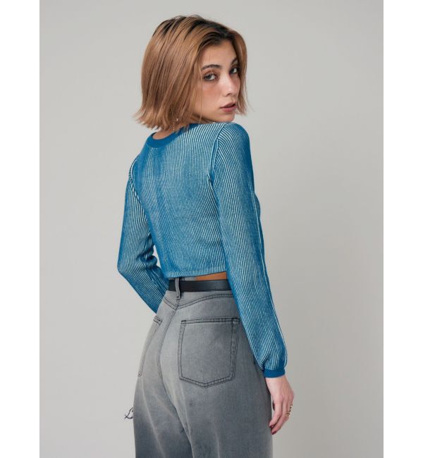 EVRIS「プレーティングリンガースクエアネックニットトップス」|ニット・セーター|