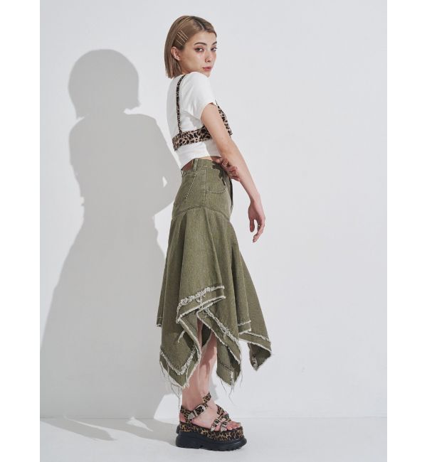 EVRIS「ランダムヘムミディーデニムスカート」|スカート|