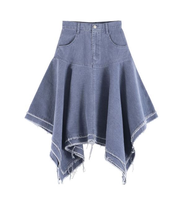 EVRIS「ランダムヘムミディーデニムスカート」|スカート|