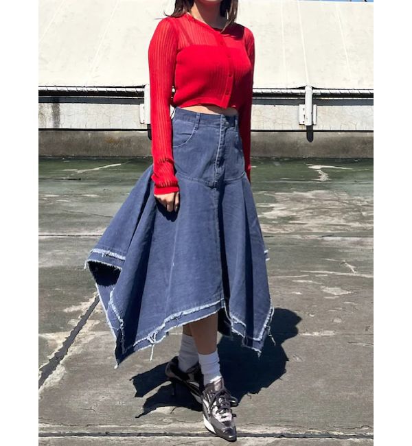 EVRIS「ランダムヘムミディーデニムスカート」|スカート|