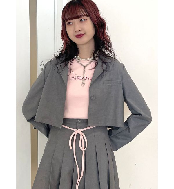 jouetie「クロップドジャケット【セットアップ対応】」|テーラードジャケット|グレー