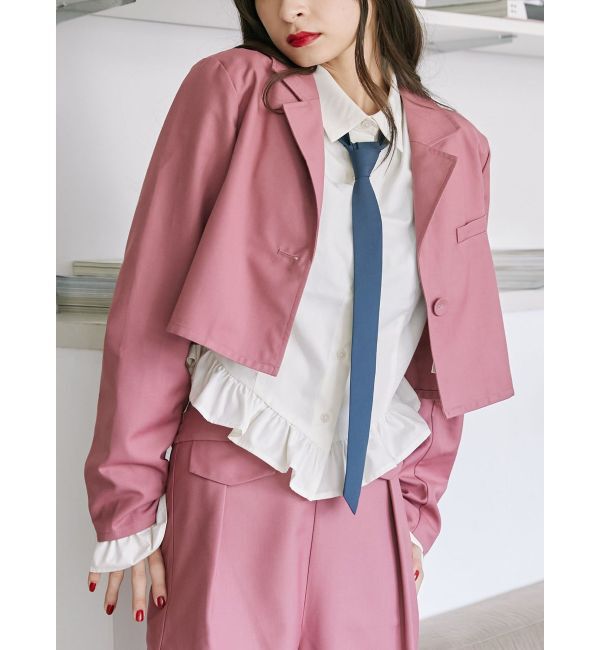 jouetie「クロップドジャケット【セットアップ対応】」|テーラードジャケット|ピンク