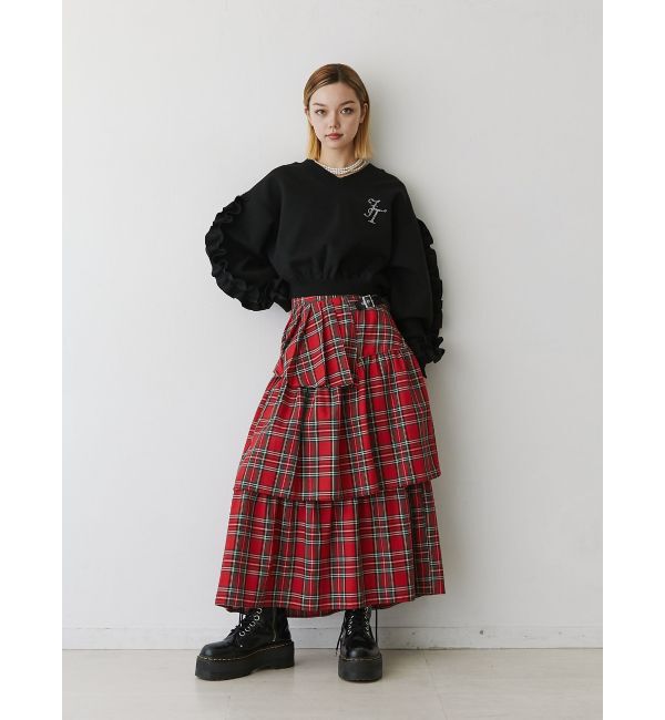 jouetie「ベルトチェックティアードスカート」|スカート|