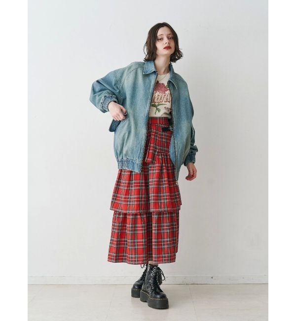 jouetie「ベルトチェックティアードスカート」|スカート|