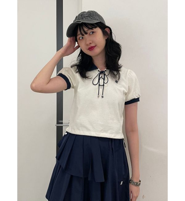 jouetie「レースアップポロトップス」|Tシャツ・カットソー|