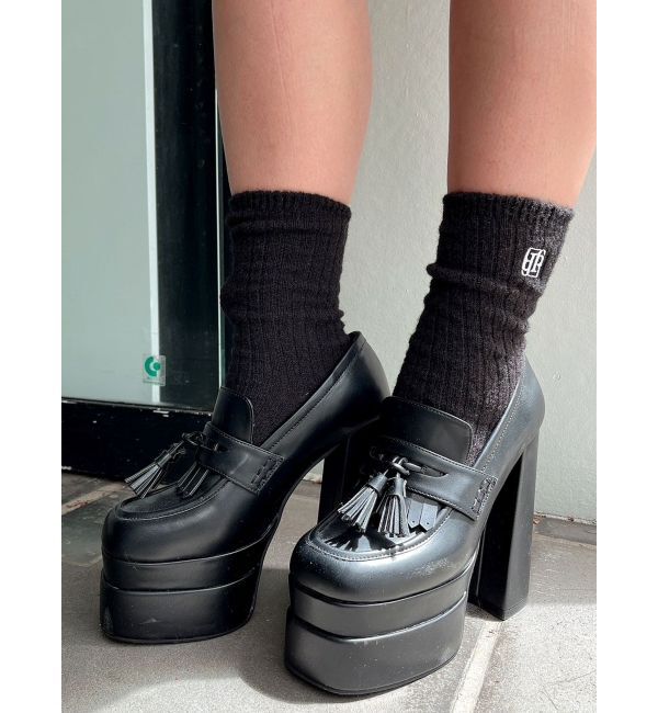 GYDA「チャンキーヒールローファーパンプス」|パンプス|ブラック