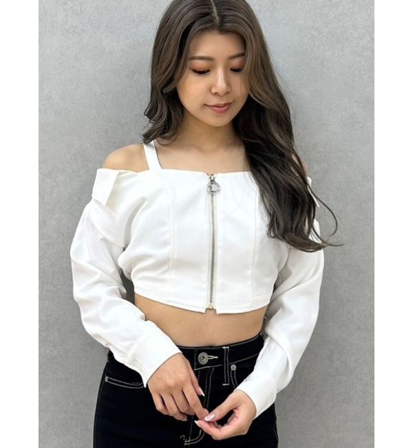 GYDA「Symmetry GYDAオフショルシャツブラウス」|シャツ・ブラウス|オフホワイト