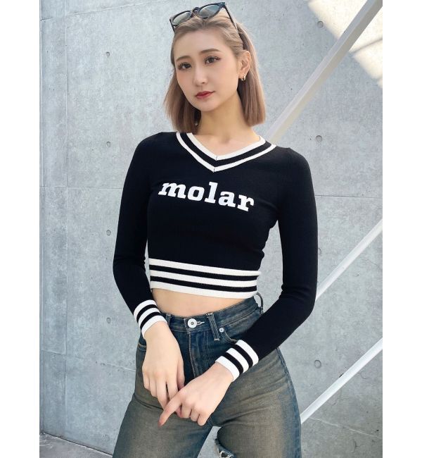 GYDA「molar Vネックニットトップス」|ニット・セーター|