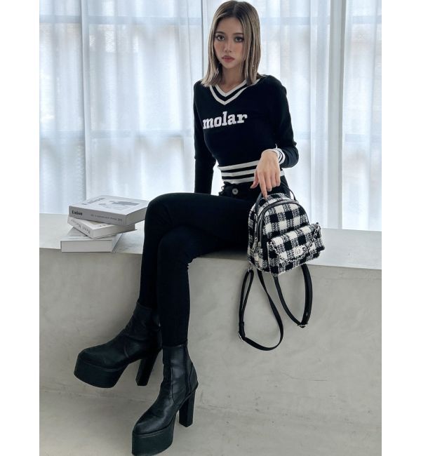 GYDA「molar Vネックニットトップス」|ニット・セーター|