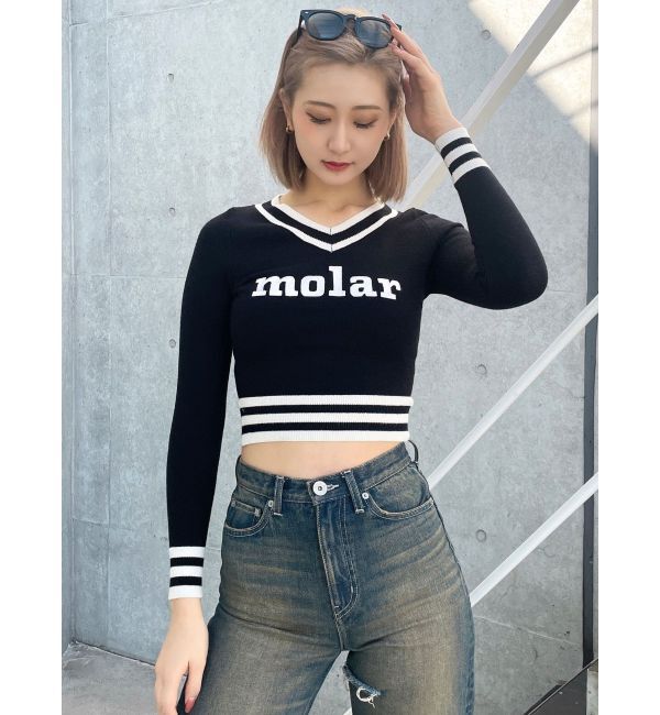 GYDA「molar Vネックニットトップス」|ニット・セーター|