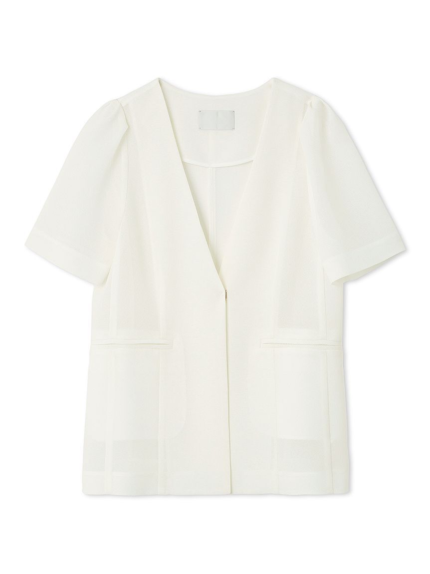 CELFORD「ハーフスリーブメッシュジャケット」|ノーカラージャケット|