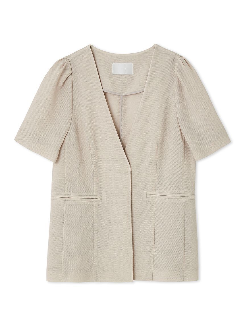 CELFORD「ハーフスリーブメッシュジャケット」|ノーカラージャケット|