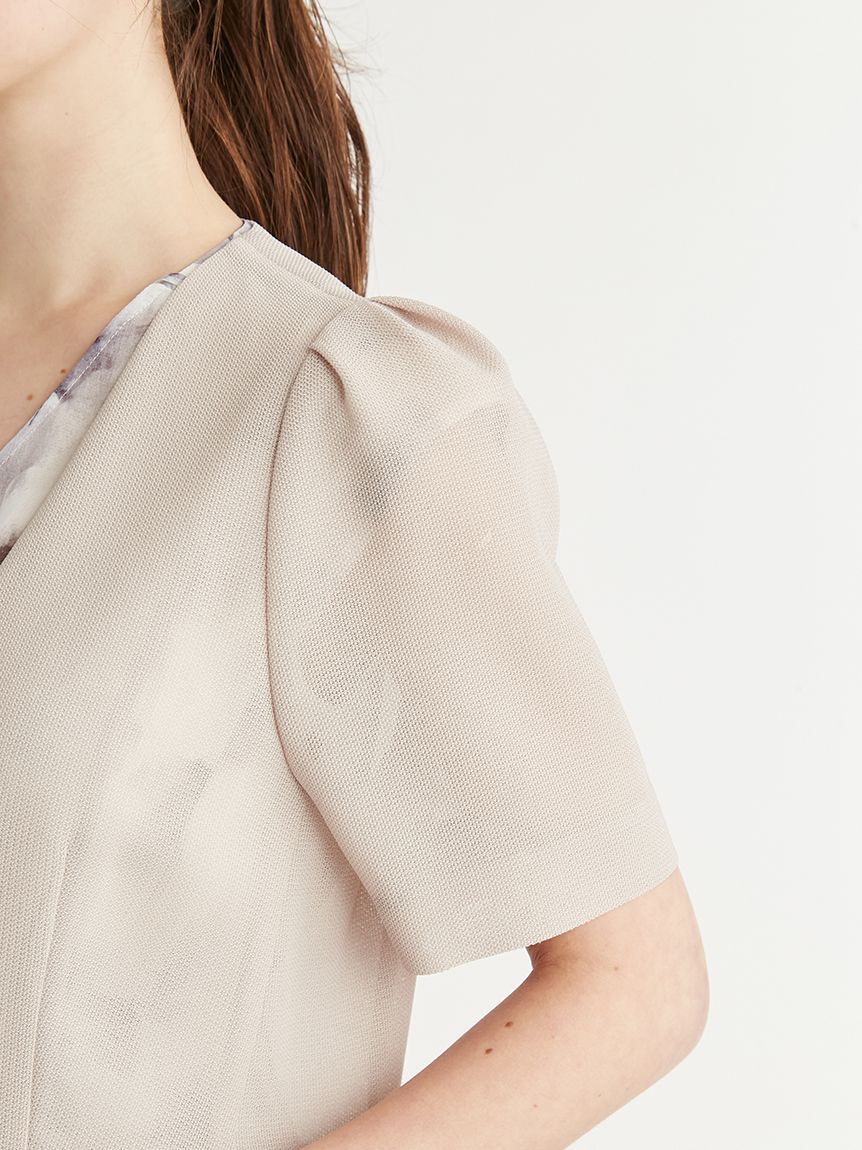 CELFORD「ハーフスリーブメッシュジャケット」|ノーカラージャケット|