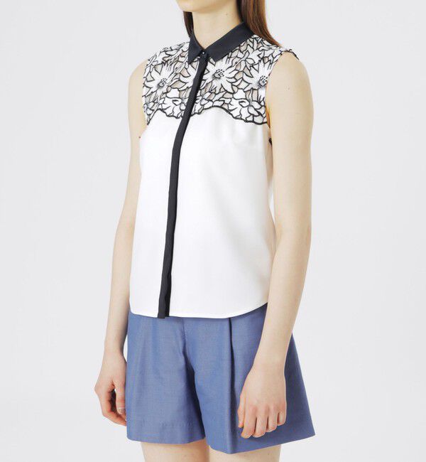  「エンブロイダリーレースノースリーブ」|シャツ・ブラウス|