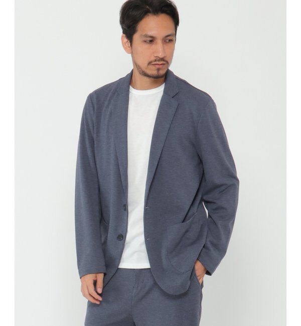 IKKA LOUNGE「カットプリントテーラードジャケット」|Tシャツ・カットソー|ネイビー