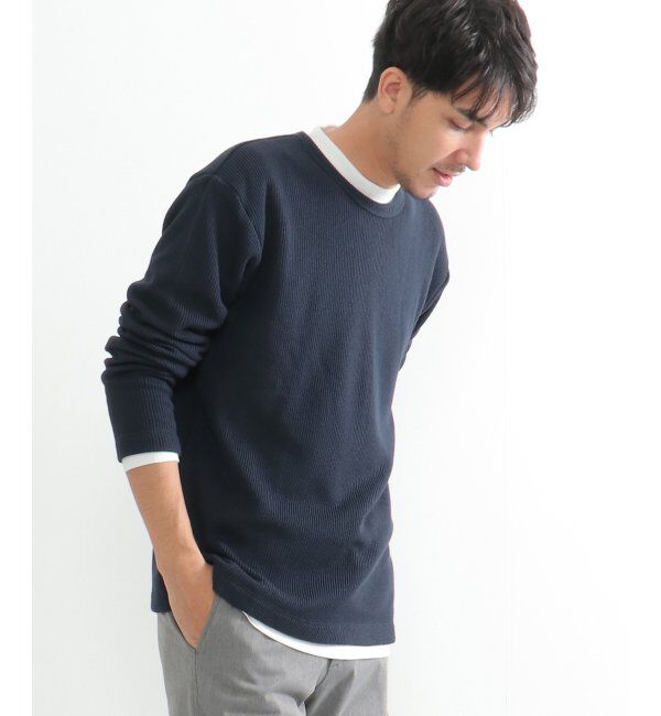 ikka「畦裏起毛トレーナーインナーセット」|パーカー|ネイビー