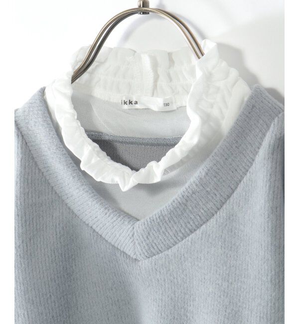 ikka kids「シアーハイネックレイヤードニットソープルオーバー（120~160cm）」|Tシャツ・カットソー|