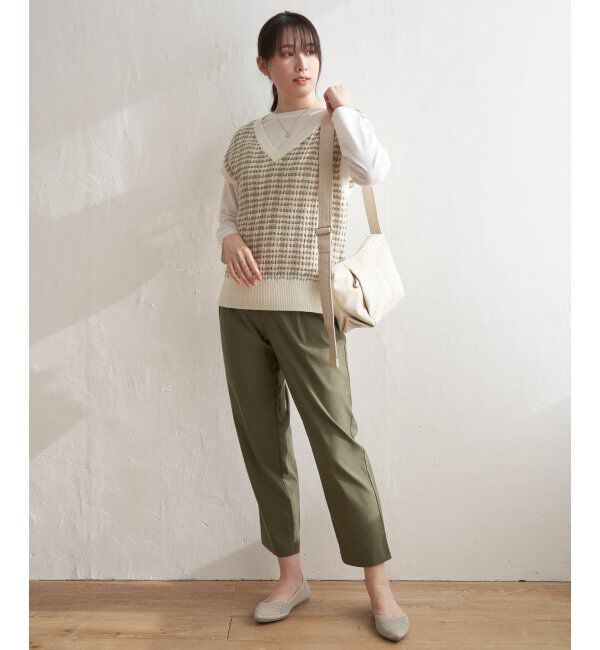 ikka「【2点セット】ブークレMIXニットベストアンサンブル」|ニット・セーター|