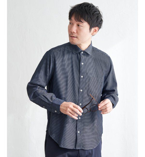 IKKA LOUNGE「デニムライクスイスカラーシャツ」|シャツ・ブラウス|ブルー