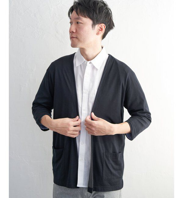ikka「【接触冷感／抗菌防臭】GOKUラクセイケツ8分袖カーディガン」|カーディガン|ネイビーブルー