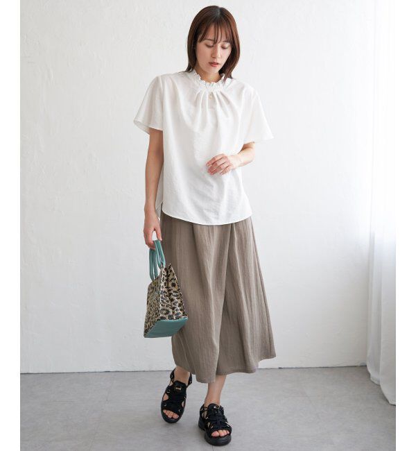 ikka「襟フリル2WAY半袖ブラウス」|シャツ・ブラウス|