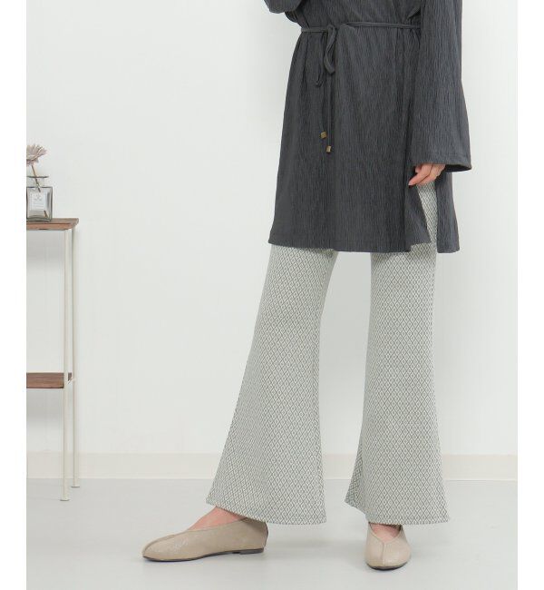 VENCE share style「ラメジャカードフレアパンツ」|デニム|スカイブルー